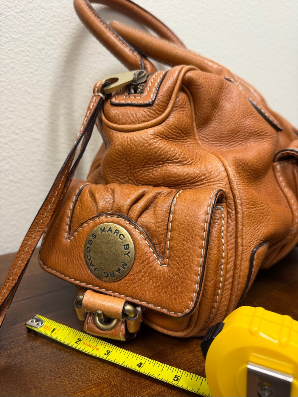 MARC BY MARC JACOBS Aline Cognac Brown Leather Satchel - Picture 6 of 16